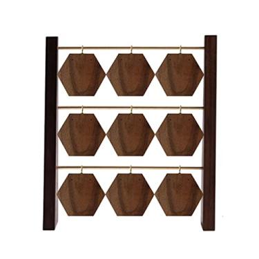 Imagem de x3anggyt5 Organizador de brincos elegante expositor de joias de madeira com 18/40 furos para torre, adereços de fotografia de varejo de loja, organizador de cor de carvalho (pequeno)