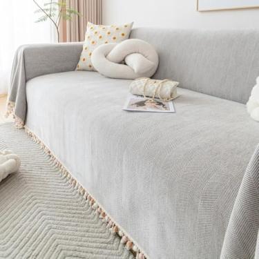 Imagem de Capa de sofá, capa de sofá, protetor de sofá lavável para sala de estar, cobertor protetor de móveis, antiderrapante, ideal para quarto de família, decoração de casa - cinza claro|||180 x 300 cm