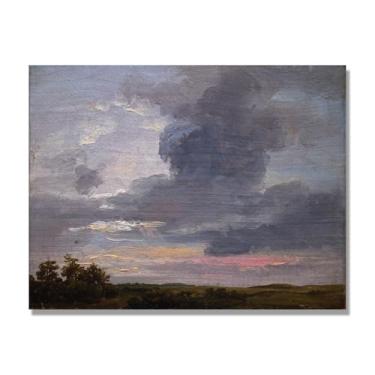 Imagem de J.C. Dahl Reprodução de arte famosa, arte em tela de paisagem romântica nórdica, decoração de parede elegante para sala de estar e escritório. (Cloud Study 3). 50 x 65 cm-19,7 x 25,6 pol. Somente tela