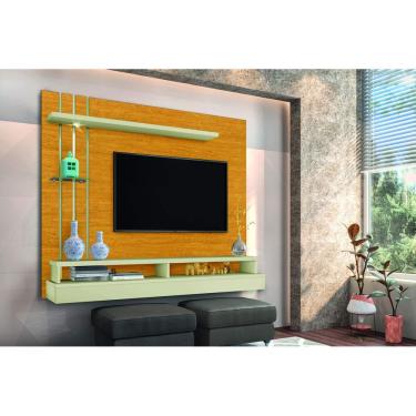 Imagem de Painel p/ TV até 55" MDF/MDP c/ Nicho, LED, Prateleira Vidro
