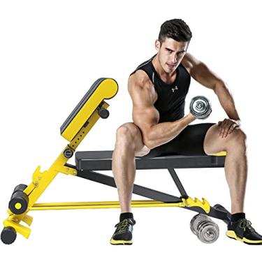 Imagem de Banco de hiperextensão/cadeira romana, treinadores de força para cabra em pé, abdominais, flexões, halteres, 5 níveis de altura ajustável