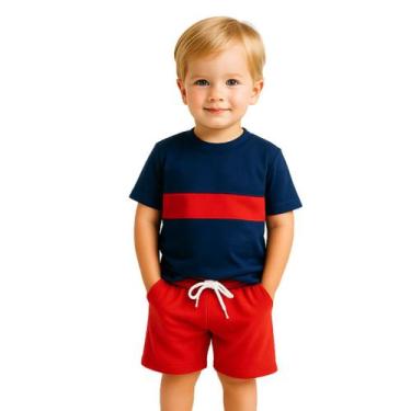 Imagem de Conjunto Infantil Verão Camiseta e Bermuda  Malha Premium 40.1  Menino