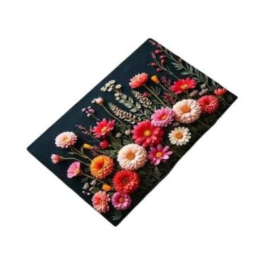 Imagem de Tapete De Entrada 3D Floral Colorido Antiderrapante Protetor De Piso I