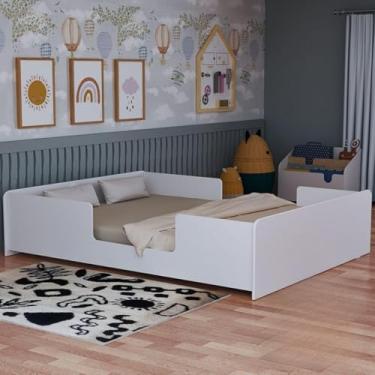 Imagem de Cama Infantil Montessori com Colchão Design Seguro Estrutura em MDF Branco Ideal para Quarto de Criança Estilo Escandinavo Conforto e Autonomia Infantil