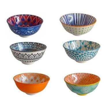 Imagem de Kit 6 Bowls Cumbuca Tigelas 300ml Estampada | Caldos E Sopas