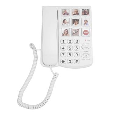 Imagem de Diyeeni Telefone Com Botões Grandes para Idosos, Telefone Fixo Com Fio Com 8 Botões Fotográficos, 10 Grupos de Memória, Campainha Alta de 120 DB, Fácil de Usar para Com