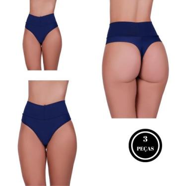 Imagem de Kit 3 Calcinha Fio Duplo e Cós Alto Microfibra Pós Parto - c8 KIT 3 BE