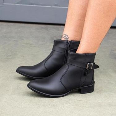 Imagem de Bota Feminina Cano Curto Salto Baixo Zíper Lateral Casual Confortável Dia A Dia-Feminino