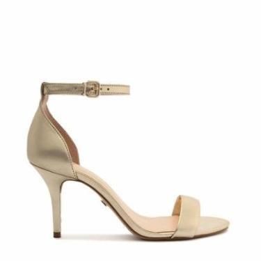Imagem de Sandália Arezzo Couro Salto Médio Fino Isabelli Champagne-Feminino