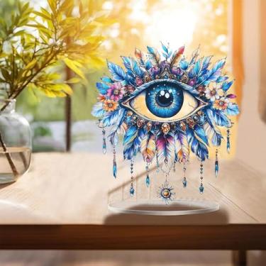 Imagem de Feather Eyes Decoração de mesa de acrílico transparente, enfeite de colocação de mesa, decoração de mesa para decoração de casa em sala de estar ou escritório, Halloween, Natal, aniversário, dia dos