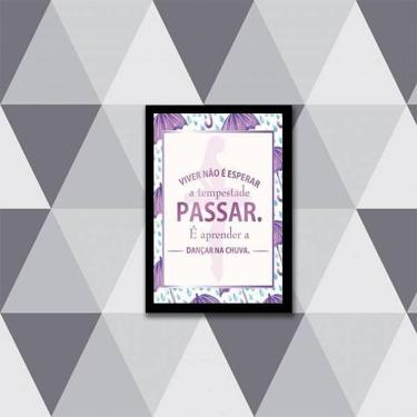 Imagem de Quadro Viver É Aprender A Dançar Na Chuva 33X24Cm Preta