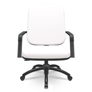 Imagem de Cadeira de Escritório Giratória com Braço Preta Magno P03 Vinil Branco - Lyam Decor