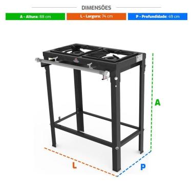 Imagem de Fogão A Gás Baixa Pressão Com Pés Em Aço Carbono E 2 Queimadores Simples PMS-200 Progás