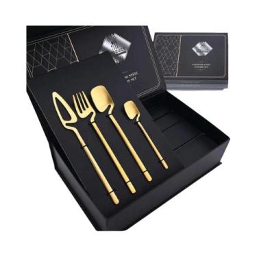 Imagem de Conjunto De Talheres De Aço Inoxidável Preto Fosco Com 32 Peças, Faca,