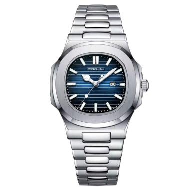 Imagem de Relogio Analógico Masculino Quadrado Luminoso Em Aço Inoxidável Impermeavel Azul