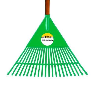 Imagem de Vassoura Plástica 22 Dentes 550mm Com Cabo Para Jardinagem - Verde - Dtools