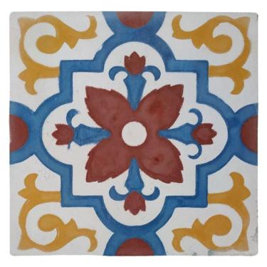 Imagem de Fruteira De Ferro E Madeira Grande 3 Andares Com Ladrilho Hidráulico Artesanal Ladrilho A1