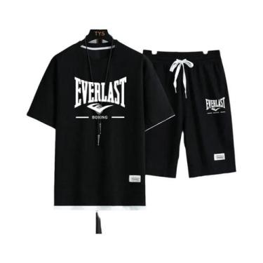 Imagem de Conjunto De Camiseta De Gola Redonda E Calções De Secagem Rápida Para 