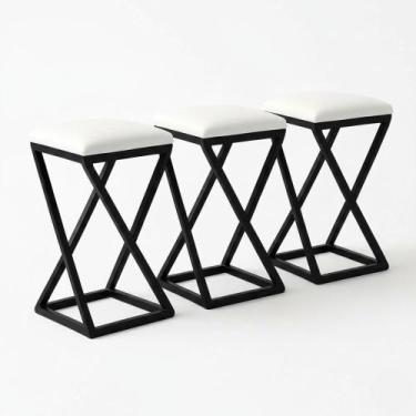 Imagem de Kit 3 Banco Banqueta Baixa Bar Cozinha 50 Cm Bancada material sintétic