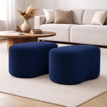 Imagem de Kit 2 Puff Orgânico Curvo Feijão Sala Redondo Confortável Moderno Sued
