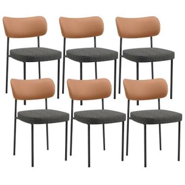 Imagem de Kit 06 Cadeiras Decorativa Estofada Para Sala De Jantar Melina L02 mat
