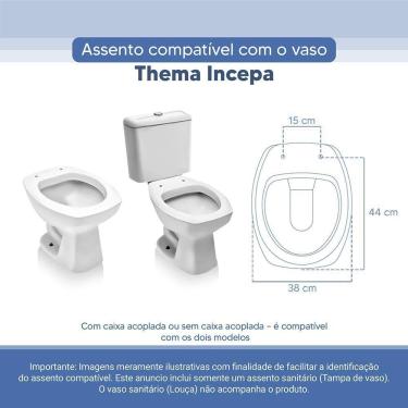 Imagem de Assento Sanitário Tampa De Vaso Branco Resina Poliester Thema Para Bacia Incepa