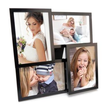Imagem de Porta Retrato Foto 10x15 Preto Alumínio Clip 4 Multifotos - DayHome