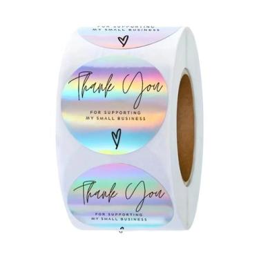 Imagem de Adesivos De Agradecimento Laser Arco-Íris 50-500pcs, Etiquetas Adesiva