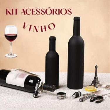 Imagem de Kit Acessórios de Vinho Garrafa Saca Rolhas Multifuncional em Inox Abr