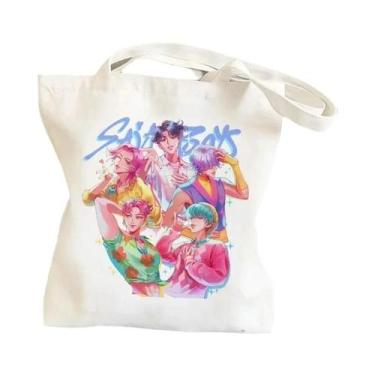 Imagem de Bolsa De Ombro Feminina De Lona Estampada Kawaii 25 Saja Dinner K-Pop 