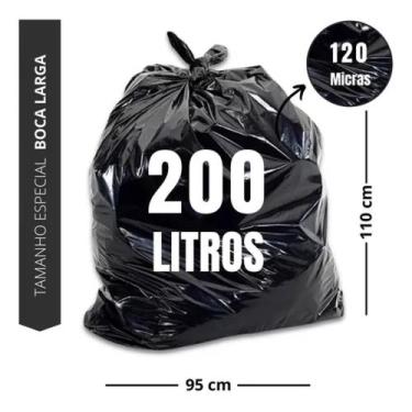 Imagem de Saco De Lixo 200 Litros Preto Grosso Pct 4 Kg Uso Pesado Ultra Reforça