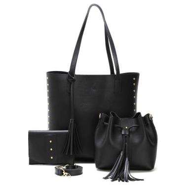 Imagem de Bolsa Feminina Kit 3 Bolsas Sacola Grande Saco Alça Lateral - Calfer B
