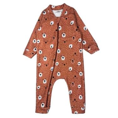 Imagem de Macacão Boucle Peluciado Bebê Com Zíper Estampado Inverno - Fofotinhos