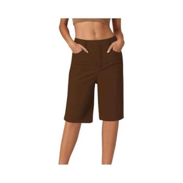 Imagem de Shorts Cargo Femininos De Cintura Alta, Moda Casual, Calças Retas Com 