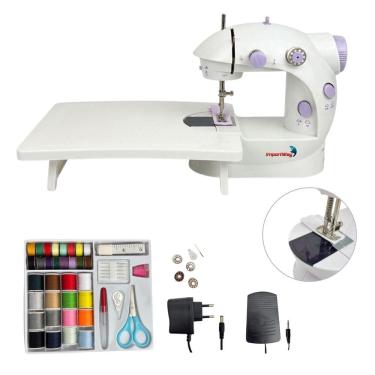 Imagem de Mini Máquina de Costura Mesa e Kit Importway Iwmc507k Branco