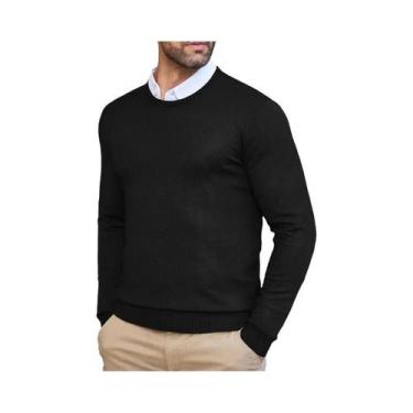 Imagem de Suéter Masculino Slim Fit Leve Com Gola Redonda, Moda Casual De Outono