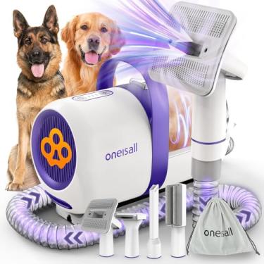 Imagem de oneisall Kits de aspirador de cuidados para cães: escova de queda de 15000Pa com ferramentas de higiene, 3 ventosas de baixo ruído, aspirador de cuidados para animais de estimação para espessos e