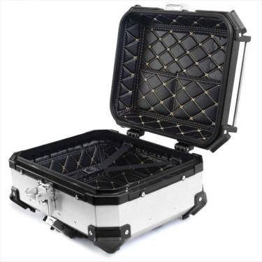 Imagem de Baú de Moto Traseiro Tronos 22L-T em Alumínio - Base Universal - 22 Litros - Forro em Couro Sintético - Prata