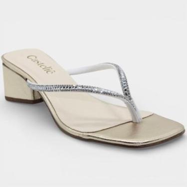 Imagem de Tamanco Casteliê Sara Strass Salto Bloco Feminino-Feminino