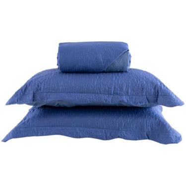 Imagem de Colcha Cobre Leito Ultrasonic Dupla Face Dyuri Lisa - Jolitex, Azul Ín