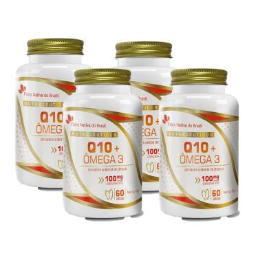 Imagem de Kit 4x Coenzima Q10 100mg + Ômega 3 4x60 cps Flora Nativa-Unissex