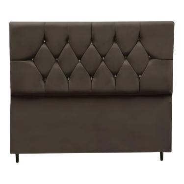 Imagem de Cabeceira Estofada Geovana Solteiro 90 Cm Suede Capitonê Botões Strass Marrom Black Hou...