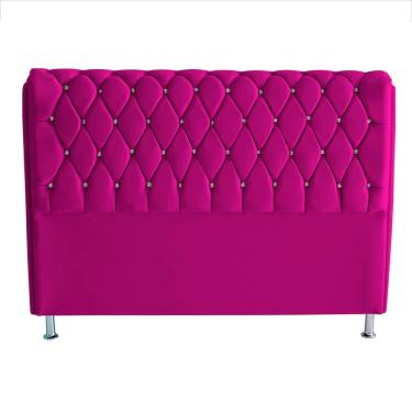 Imagem de Cabeceira Londres Para Cama Box King 195 Cm Madeira De Eucalipto Suede Oxford Rosa Do Lar Móveis e Decoração