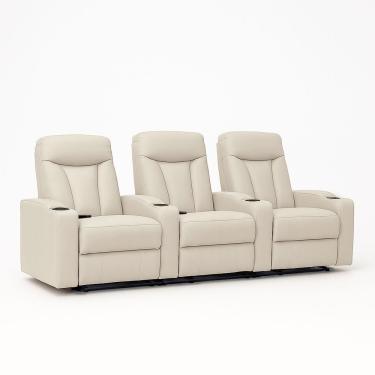 Imagem de Poltrona 3 Lugares Reclinável Vancouver G94 Manual Corino Bege Gran Belo