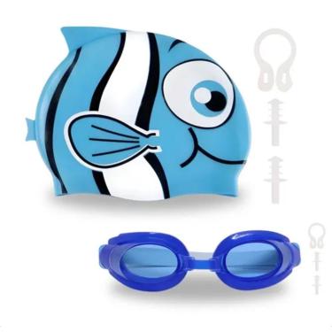 Imagem de Touca Infantil praia Natacao Peixinho Piscina tampão ouvido-Masculino