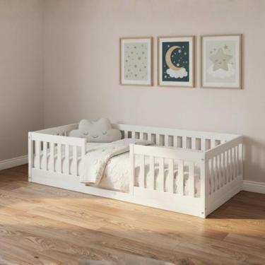 Imagem de Cama Solteiro Infantil Cercadinho Branco - Espresso Móveis