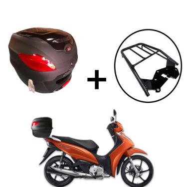 Imagem de Baú Bauleto Awa Pross 41l + bagageiro de  Biz 2018+, preto brilhante