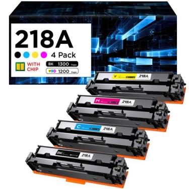 Imagem de Cartuchos de toner 218A, pacote com 4 chips para HP LaserJet - belieto