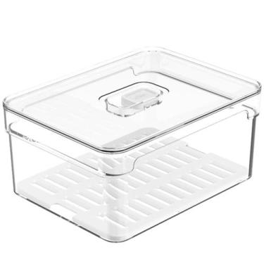 Imagem de Organizador De Geladeira 2,2L Organizador Clear Fresh Com Bandeja De D