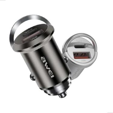 Imagem de Carregador Veicular C708 45W USBA e TypeC PD Quick Charge Preto - awei